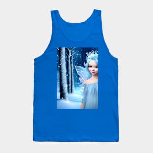 Cute 3d light blue Winter Fairy in the Forest Tank Top